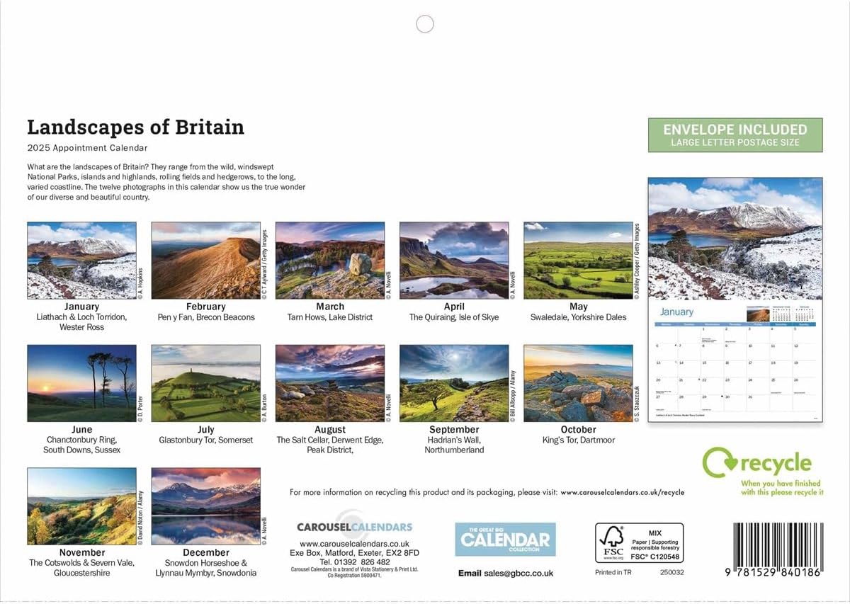 Landscapes of Britain A4 Calendar 2025 (PFP)