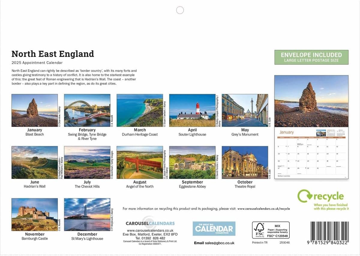 North East England A4 Calendar 2025 (PFP)