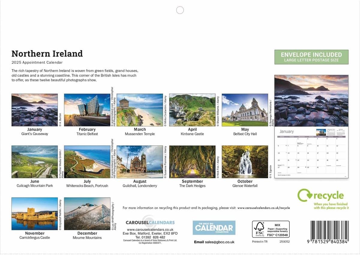 Northern Ireland A4 Calendar 2025 (PFP)