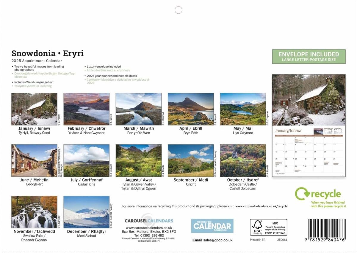 Snowdonia A4 Calendar 2025 (PFP)