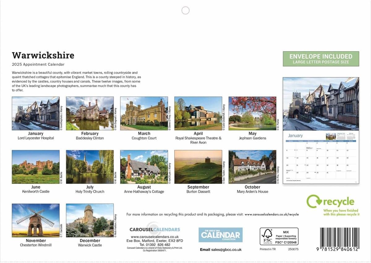 Warwickshire A4 Calendar 2025 (PFP)
