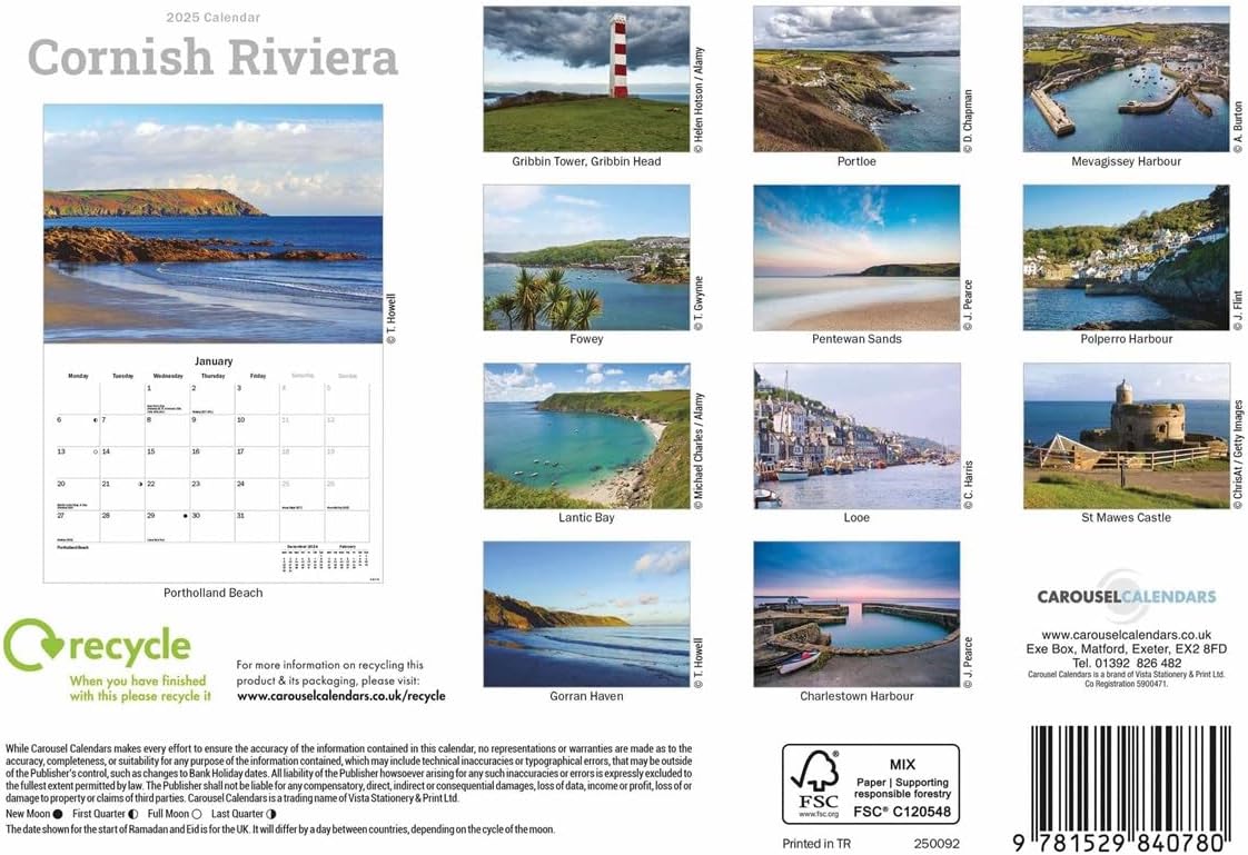 Cornish Riviera A5 Calendar 2025