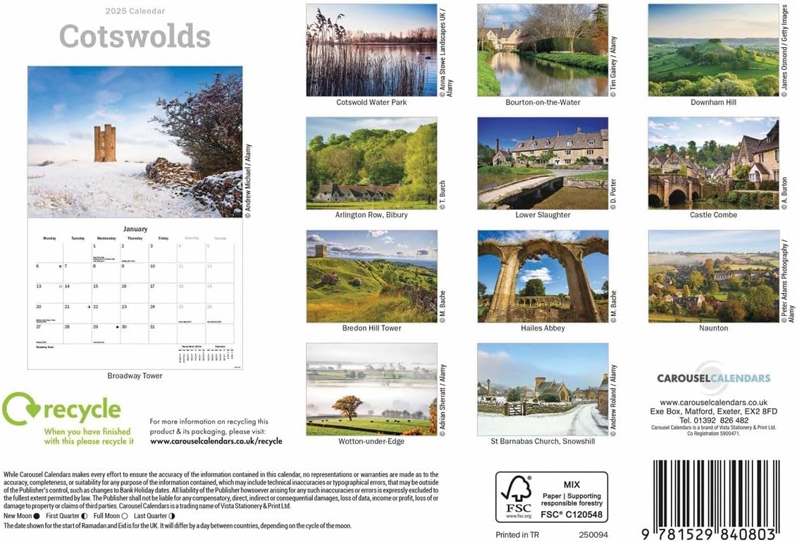 Cotswolds A5 Calendar 2025