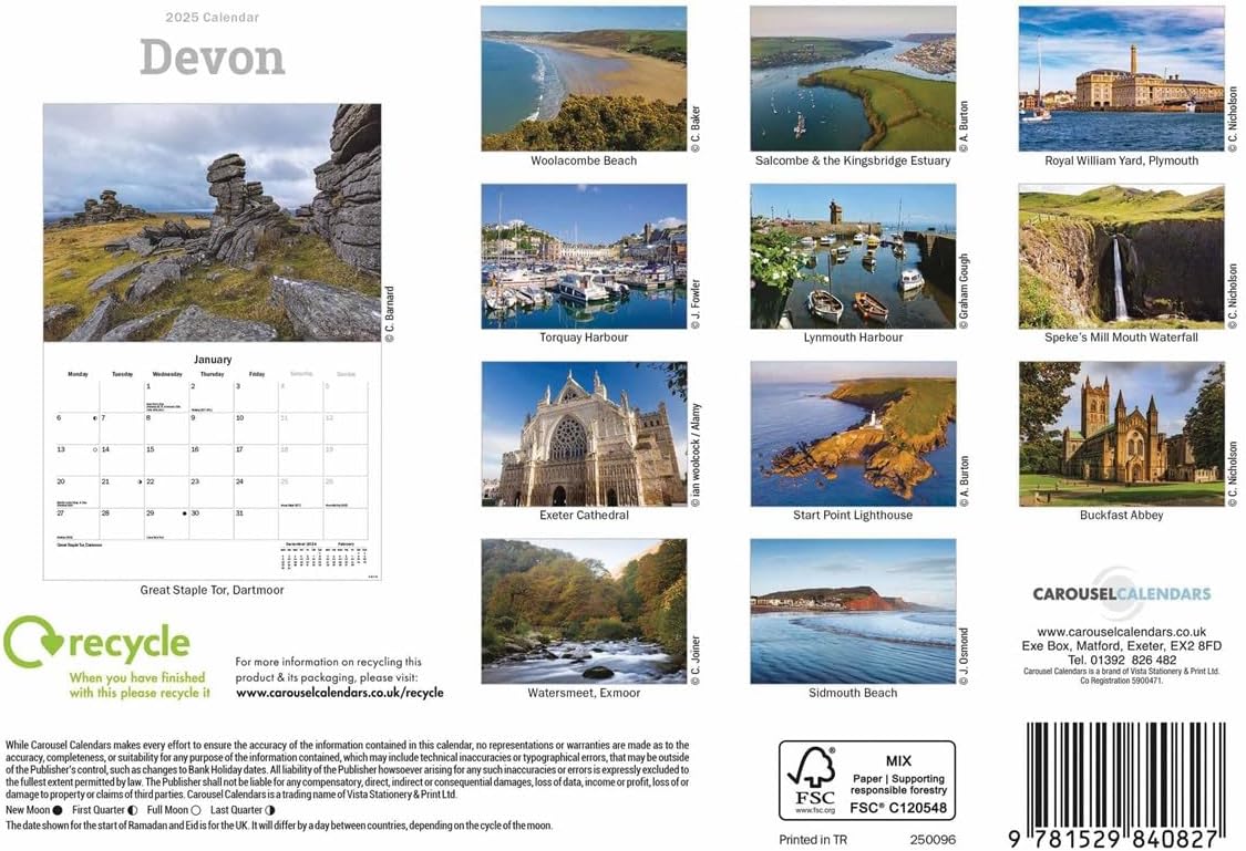 Devon A5 Calendar 2025