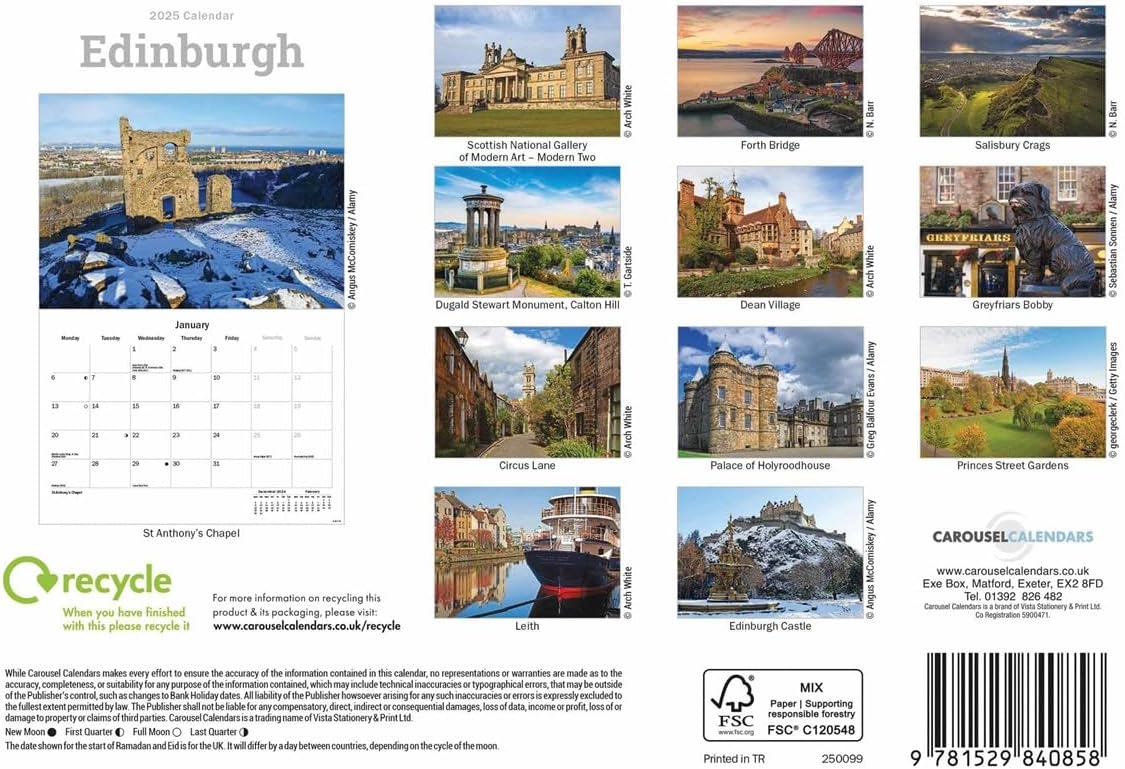 Edinburgh A5 Calendar 2025