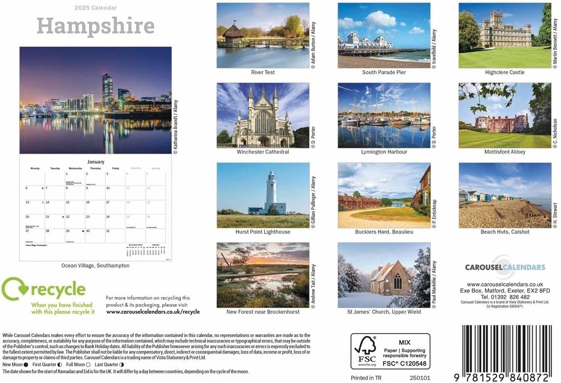Hampshire A5 Calendar 2025