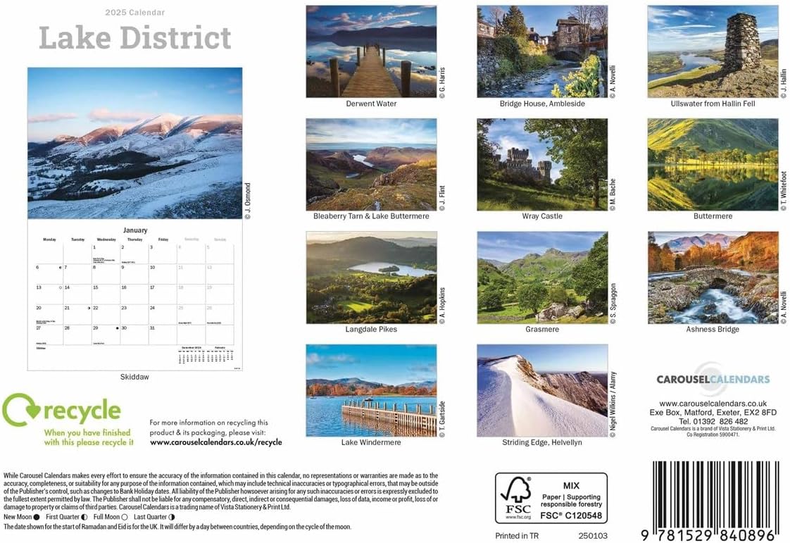 Lake District A5 Calendar 2025