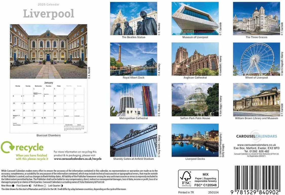 Liverpool A5 Calendar 2025