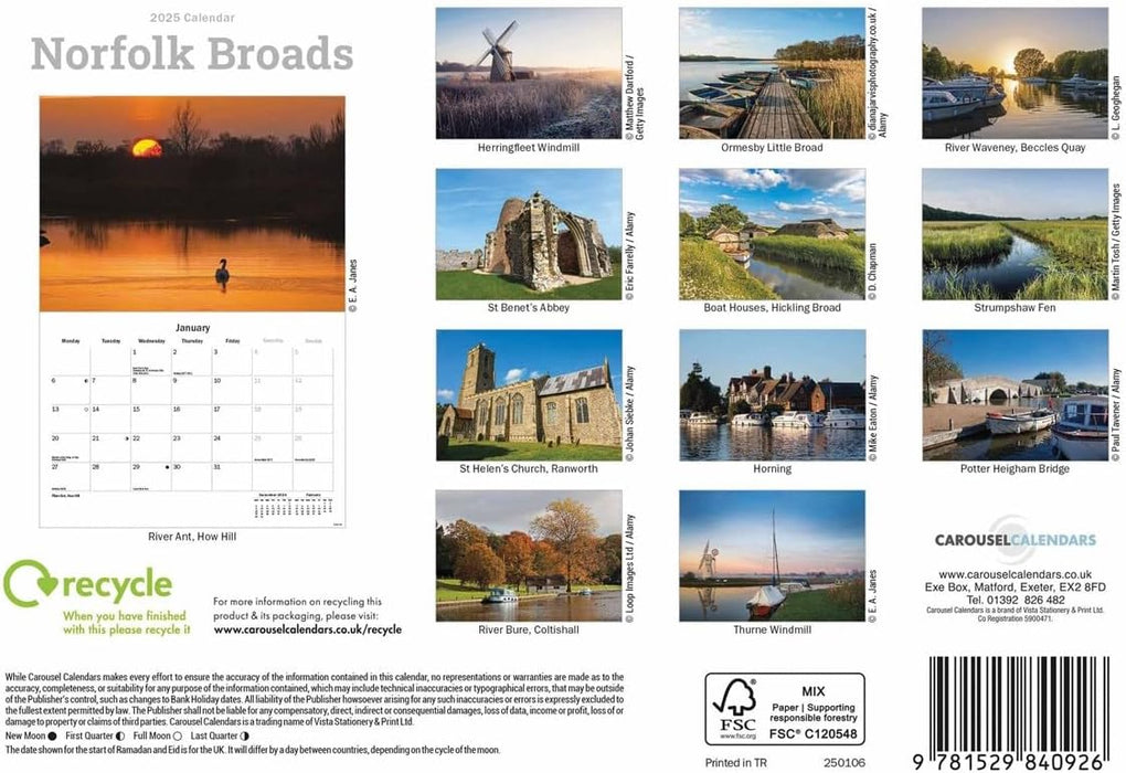 Norfolk Broads A5 Calendar 2025
