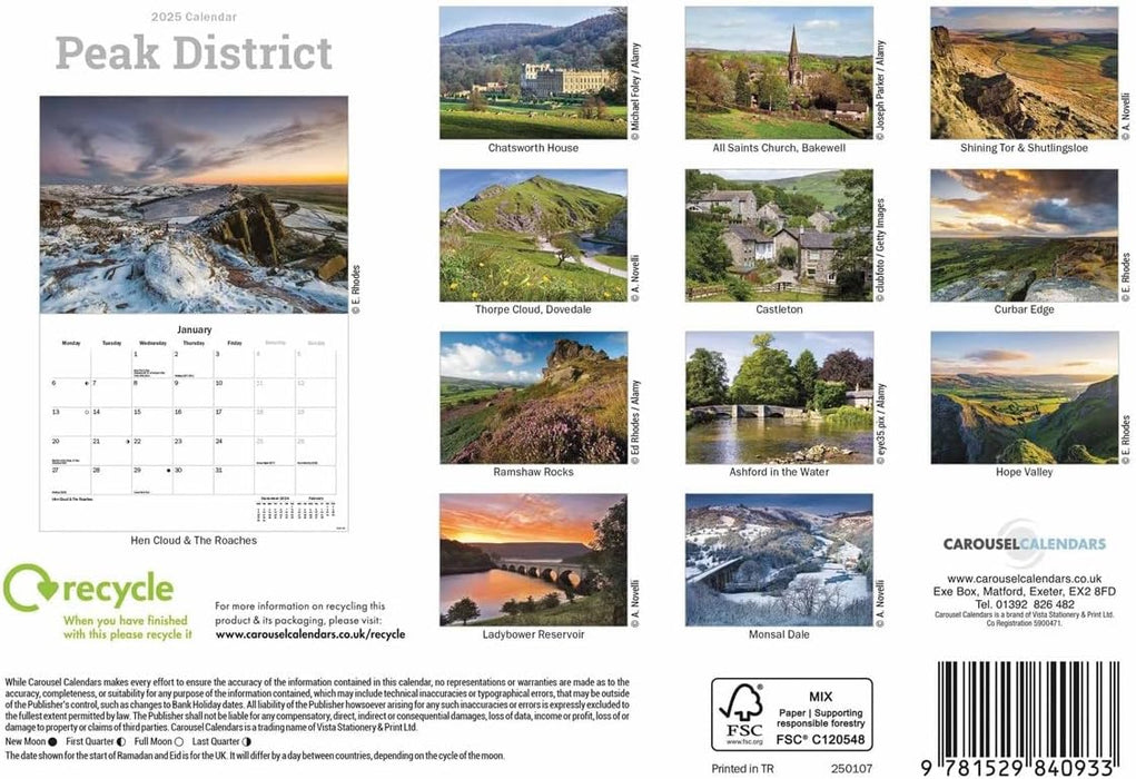 Peak District A5 Calendar 2025