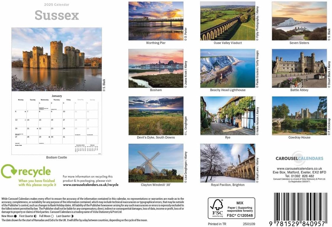 Sussex A5 Calendar 2025