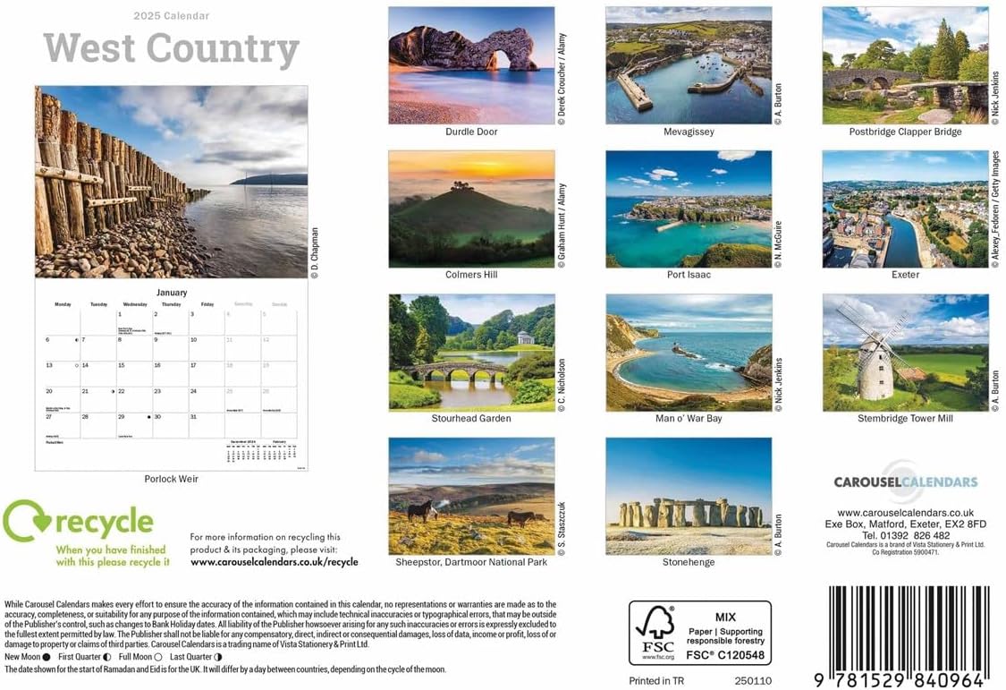 West Country A5 Calendar 2025
