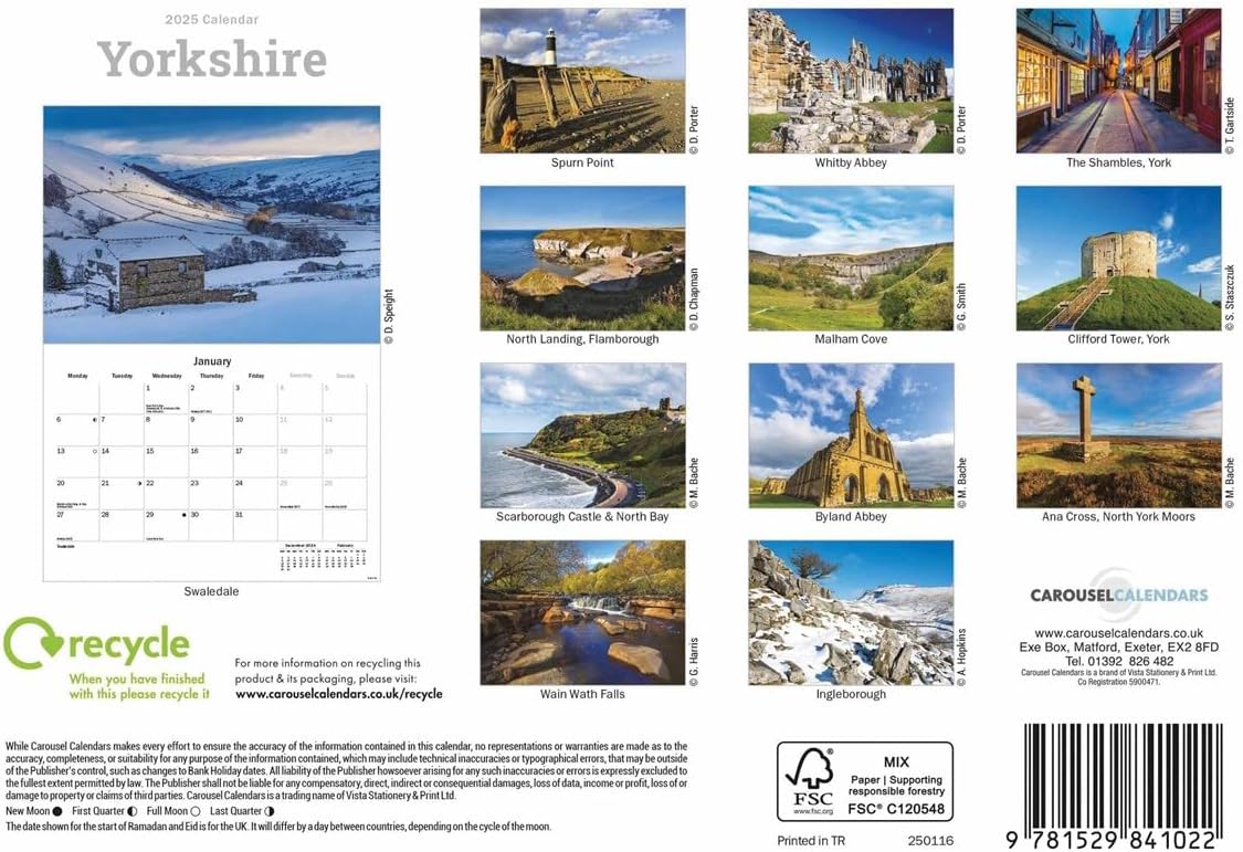 Yorkshire A5 Calendar 2025