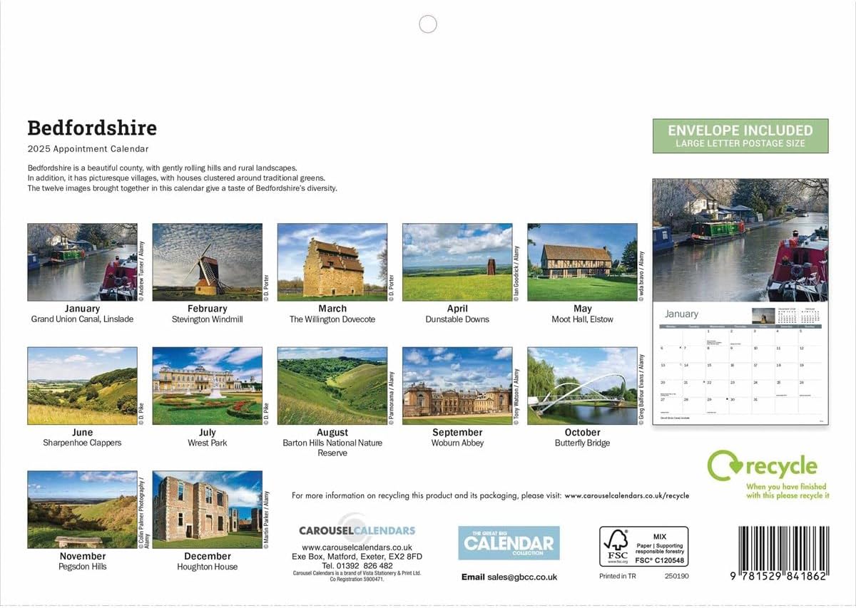 Bedfordshire A4 Calendar 2025 (PFP)