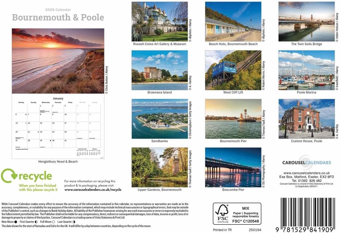Bournemouth & Poole A5 Calendar 2025