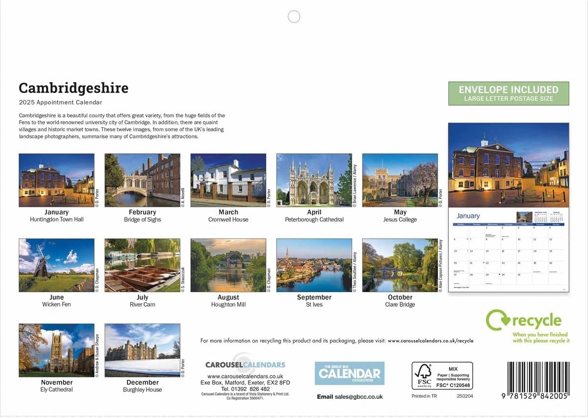 Cambridgeshire A4 Calendar 2025 (PFP)