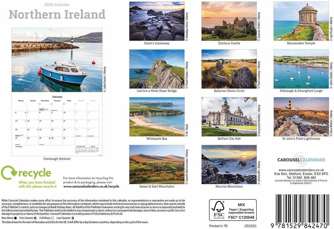 Northern Ireland A5 Calendar 2025