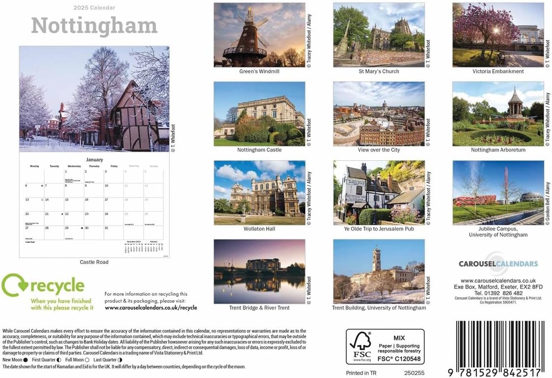 Nottingham A5 Calendar 2025