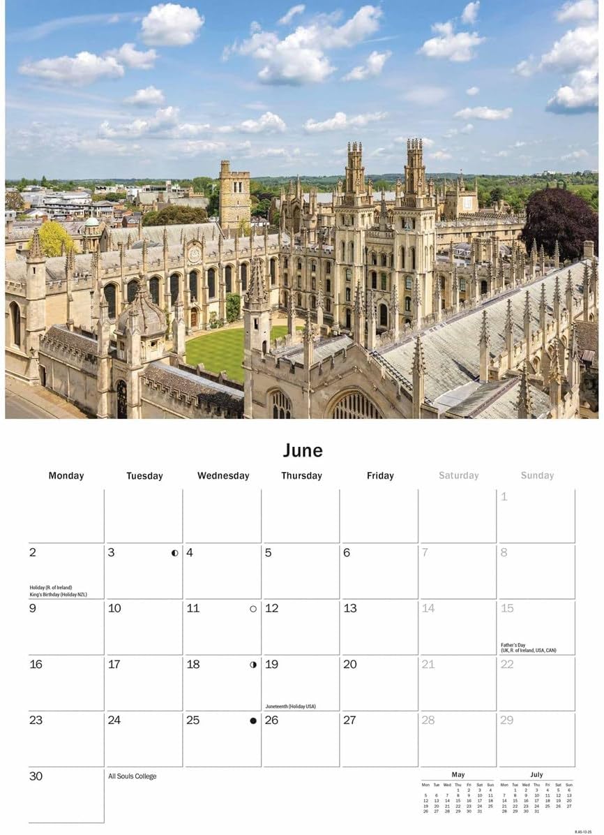 Oxford A5 Calendar 2025
