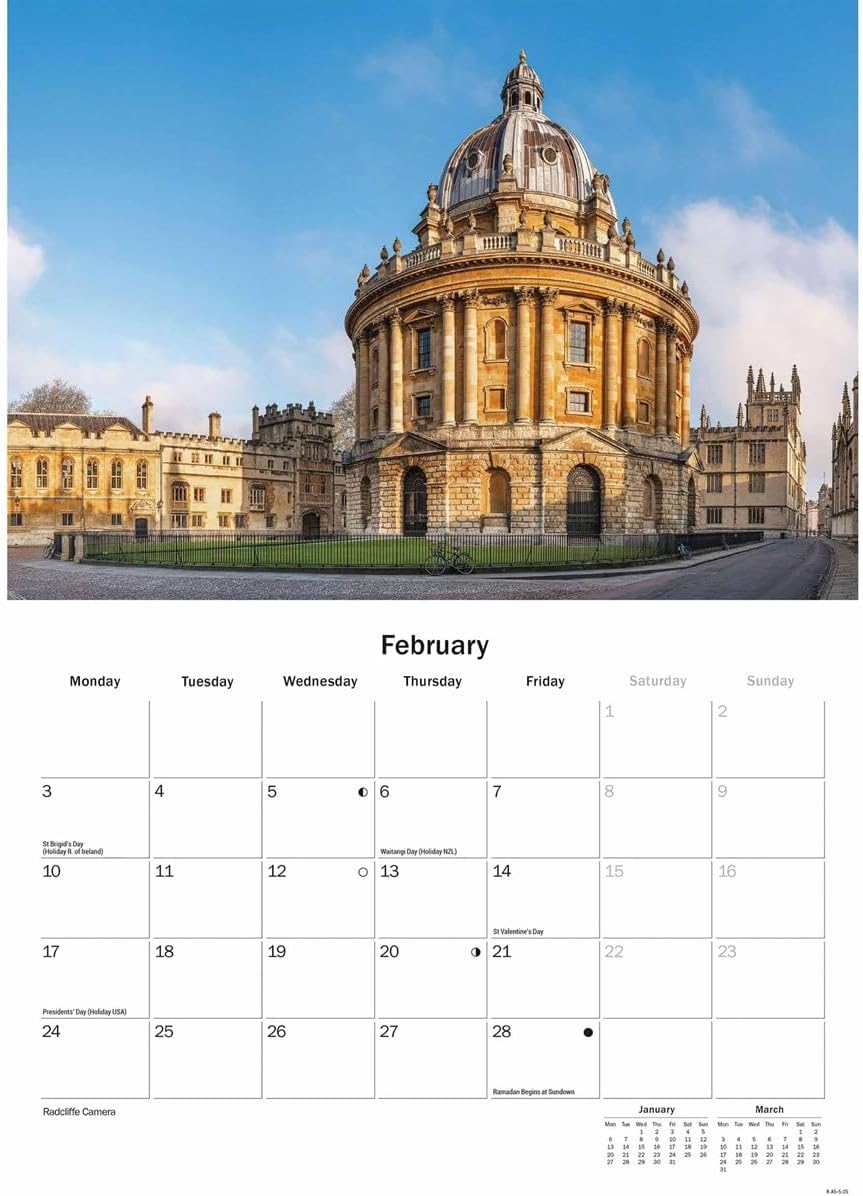Oxford A5 Calendar 2025