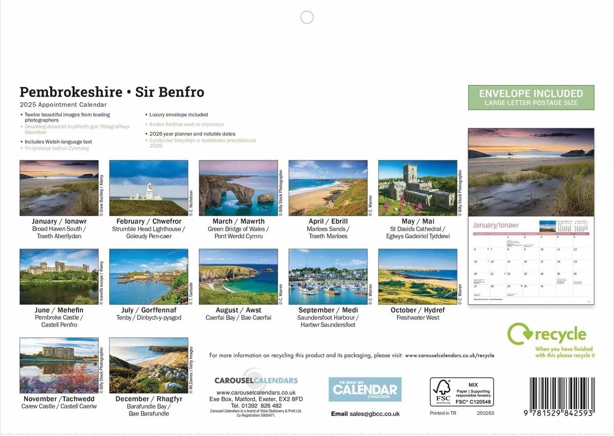 Pembrokeshire A4 Calendar 2025 (PFP)