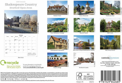 Shakespeare Country - Stratford-upon-avon A5 Calendar 2025
