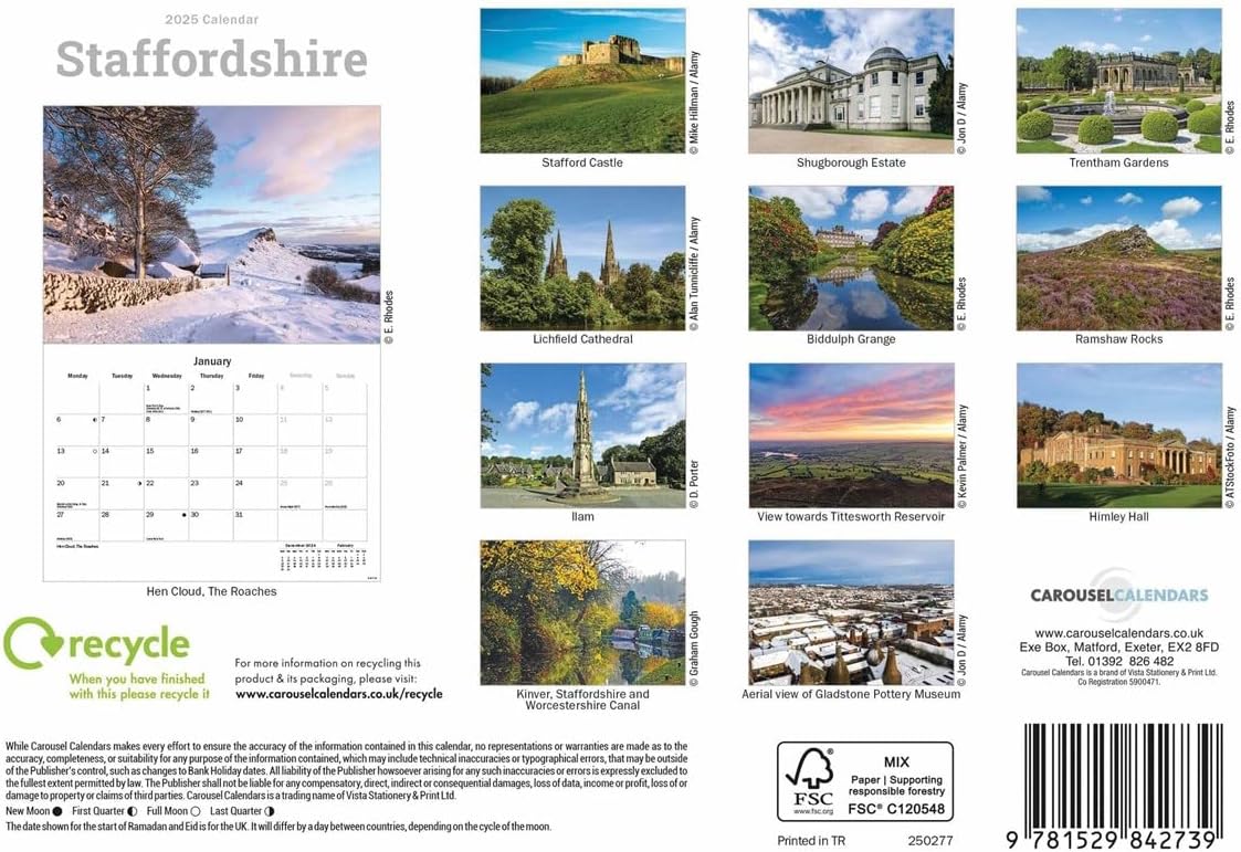Staffordshire A5 Calendar 2025