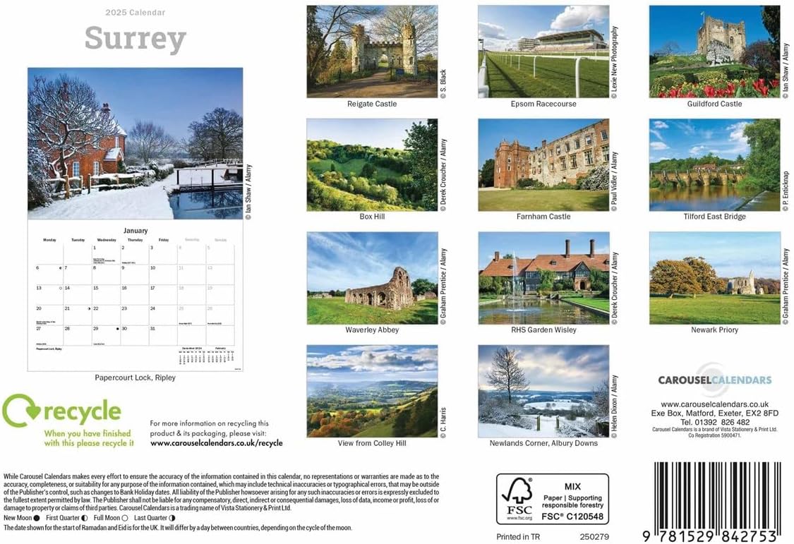 Surrey A5 Calendar 2025