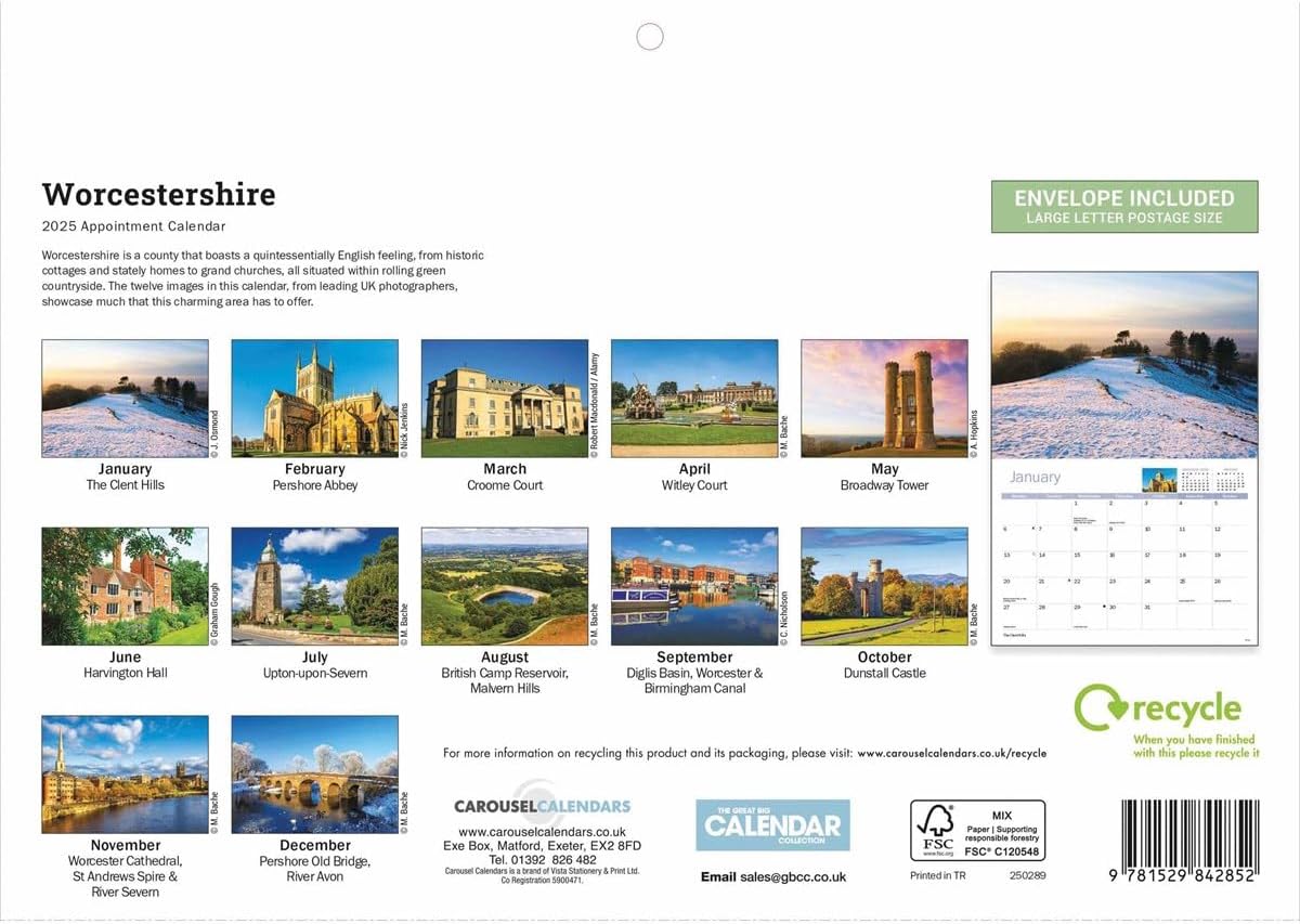 Worcestershire A4 Calendar 2025 (PFP)