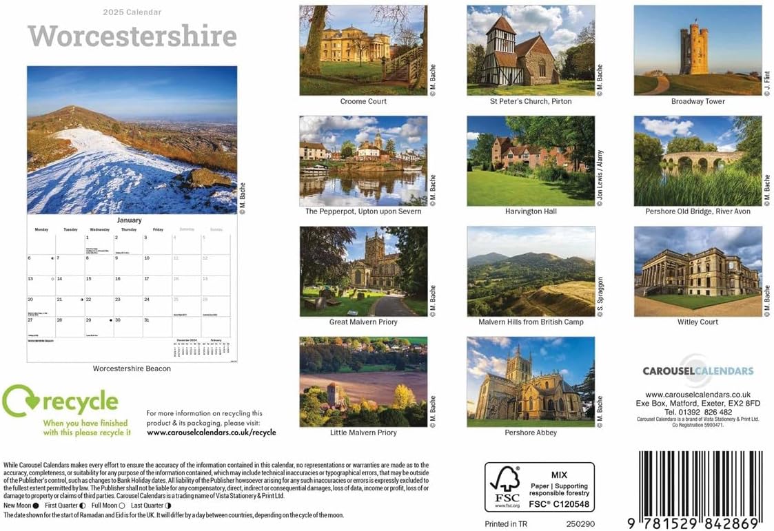 Worcestershire A5 Calendar 2025