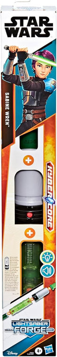 STAR WARS Lightsaber Forge Kyber Core Sabine Wren, Officially Licensed Green Customizable Electronic Lightsaber, Toys for 4 Year Old Boys and Girls