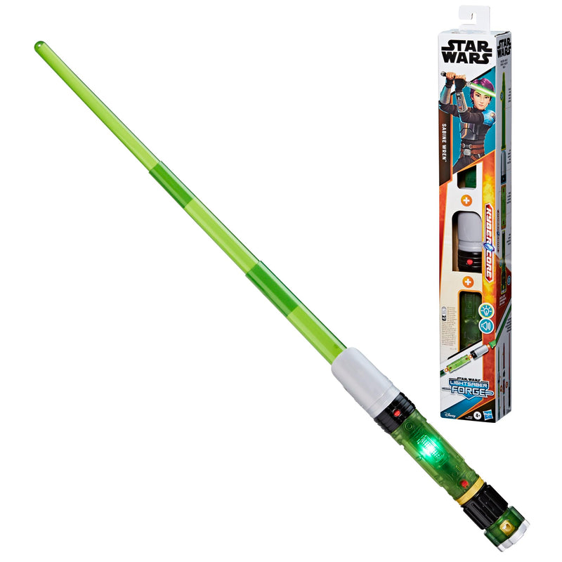 STAR WARS Lightsaber Forge Kyber Core Sabine Wren, Officially Licensed Green Customizable Electronic Lightsaber, Toys for 4 Year Old Boys and Girls