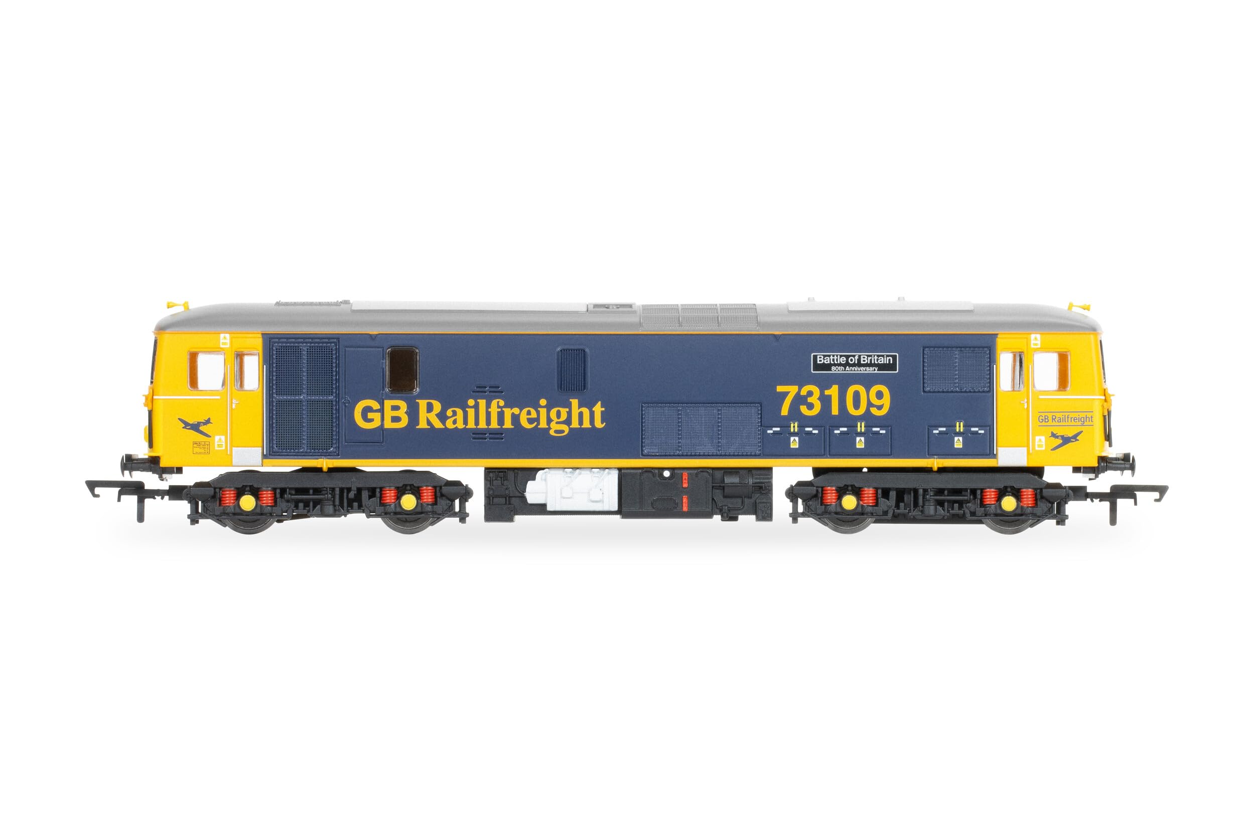 Hornby R30176TXS Railroad Plus GB Railfreight, Klasse 73, BO, 73109 „Luftschlacht um England“ – Eisenbahnlokomotiven der 10. Epoche, blau und orange