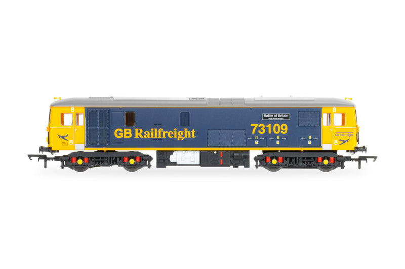 Hornby R30176TXS Railroad Plus GB Railfreight, Klasse 73, BO, 73109 „Luftschlacht um England“ – Eisenbahnlokomotiven der 10. Epoche, blau und orange