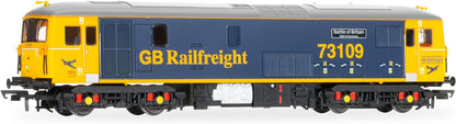 Hornby R30176TXS Railroad Plus GB Railfreight, Klasse 73, BO, 73109 „Luftschlacht um England“ – Eisenbahnlokomotiven der 10. Epoche, blau und orange