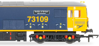 Hornby R30176TXS Railroad Plus GB Railfreight, Klasse 73, BO, 73109 „Luftschlacht um England“ – Eisenbahnlokomotiven der 10. Epoche, blau und orange