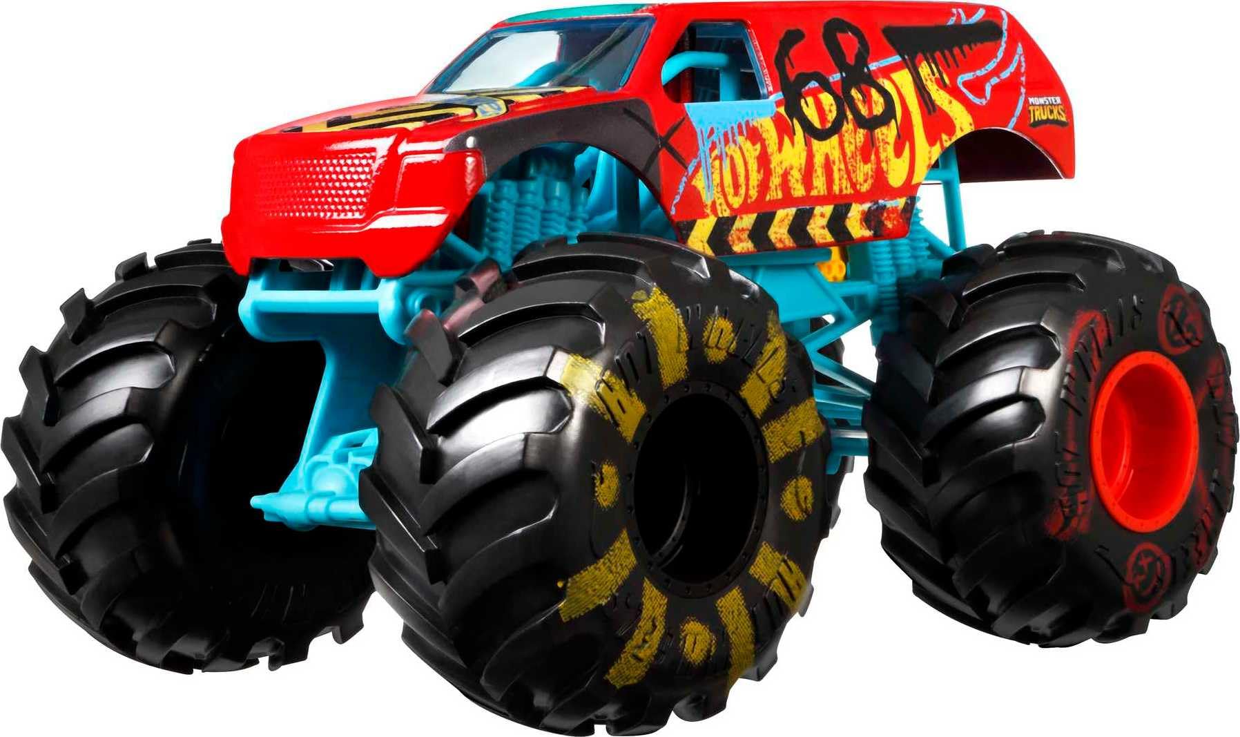 Hot Wheels GWL09 Monster Trucks 1:24 Scale Die-Cast Assortment for Kids age 3-8 Years Old,with BIG Wheels for Crashing and Smashing, Multicolor, 12.0 cm*19.0 cm*14.0 cm 1:24 Demo Derby