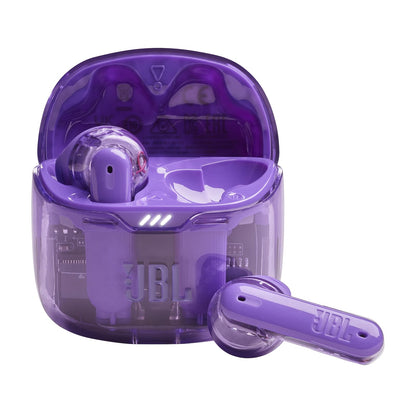 JBL Tune Flex Ghost Earphones, In Ear, Noise Cancelling Bluetooth Earbuds with 32 Hours of Battery Life, Water-Resistant, Purple Ghost