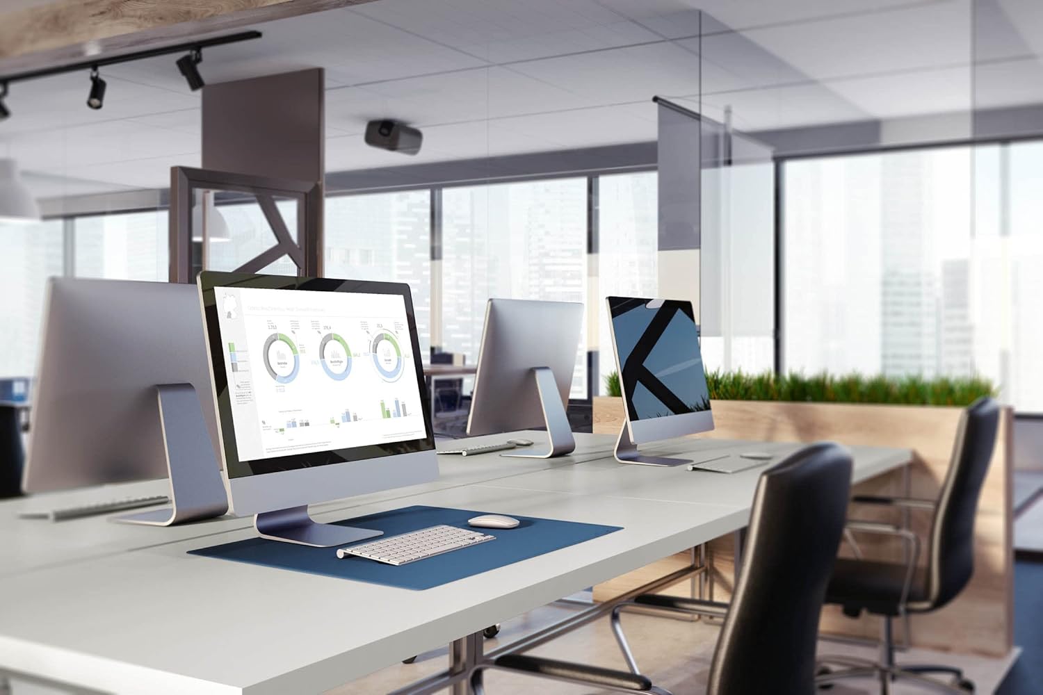 Durable Desk Mat with Contoured Edges 53 x 40cm, Non-Slip Back, Made from Polypropylene, Easy to Clean, Black 53 x 40cm Black