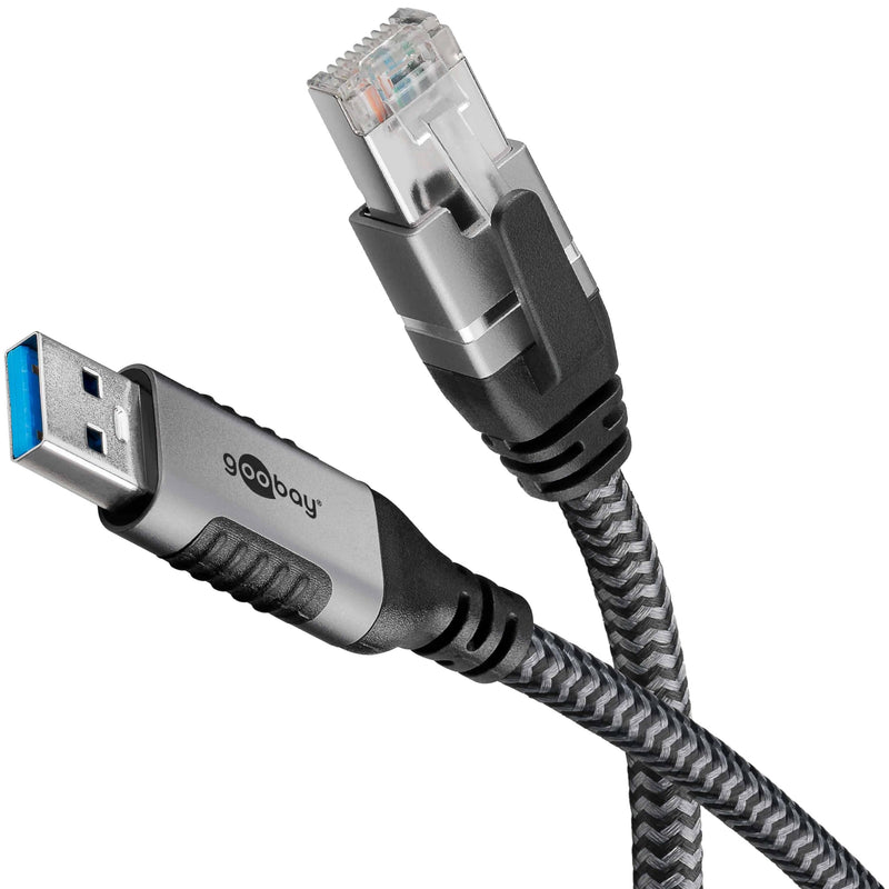 Goobay 70692 changeur de genre de câble USB A RJ-45 Noir, Argent