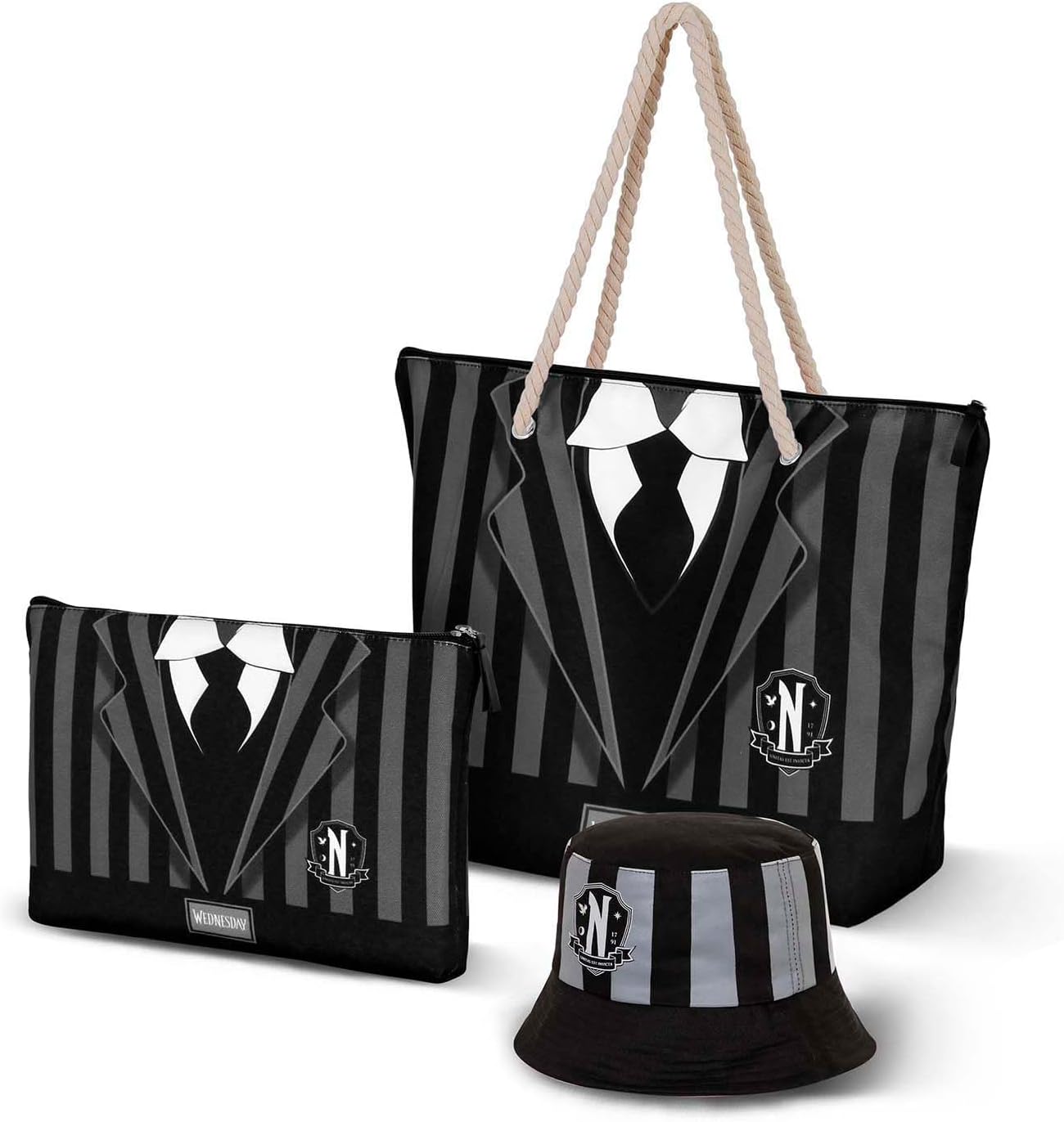 Wednesday Uniform-Soleil Beach Bag, Black, 52 x 37 cm