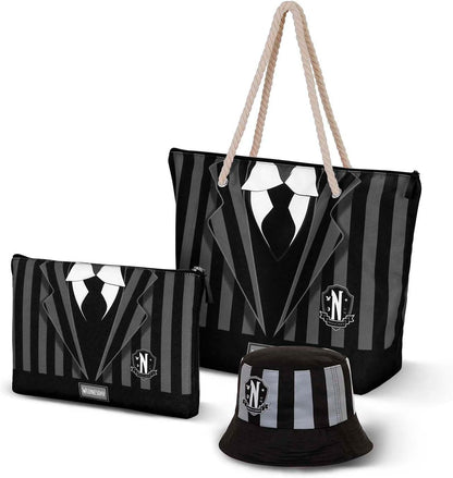 Wednesday Uniform-Soleil Beach Bag, Black, 52 x 37 cm