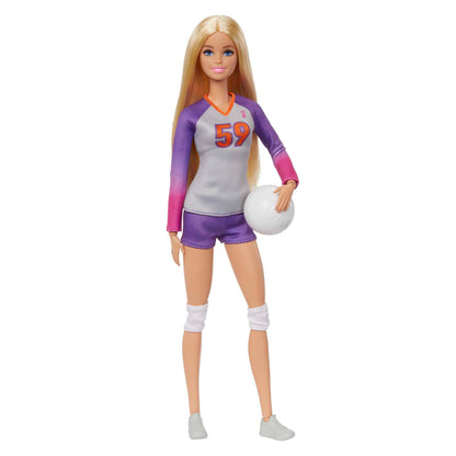 Barbie Made to Move - Volleyballspielerin-Puppe mit Trikot und Ball - 22 Gelenke für realistisches Spiel, inklusive Volleyball und Sportkleidung, HKT72