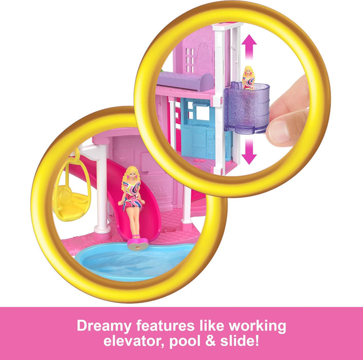 Barbie Mini BarbieLand Doll House Sets, Mini Dreamhouse with Surprise 1.5-inch Barbie Doll, Furniture & Accessories, Plus Elevator & Pool, 4Y+, HYF45