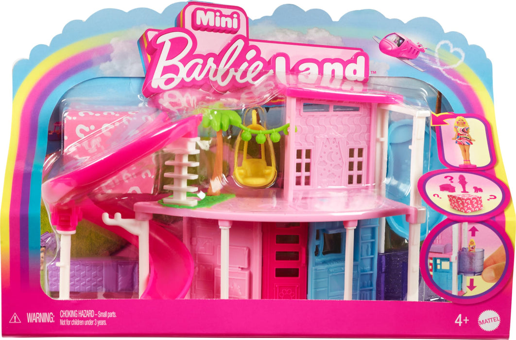 Barbie Mini BarbieLand Doll House Sets, Mini Dreamhouse with Surprise 1.5-inch Barbie Doll, Furniture & Accessories, Plus Elevator & Pool, 4Y+, HYF45
