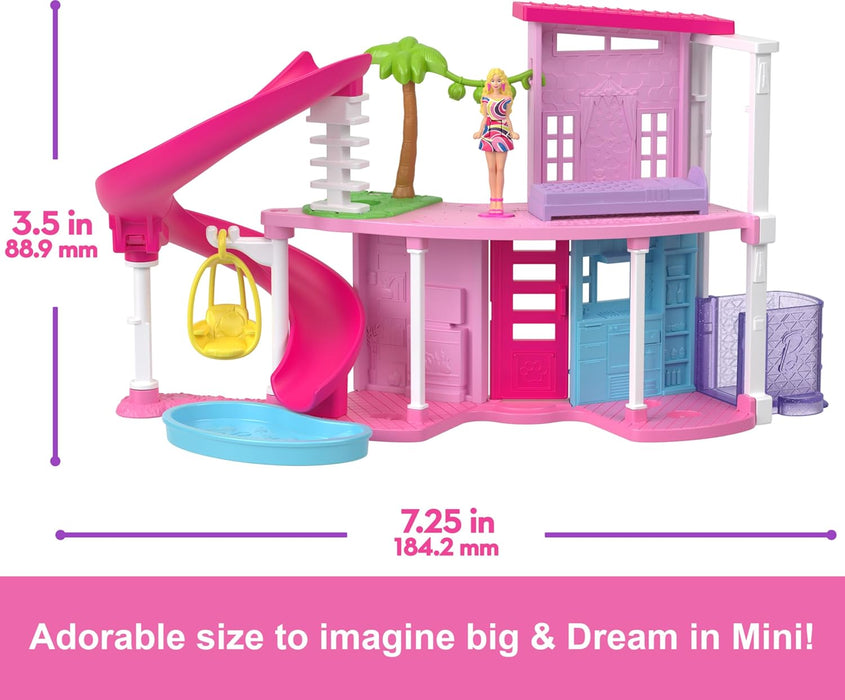 Barbie Mini BarbieLand Doll House Sets, Mini Dreamhouse with Surprise 1.5-inch Barbie Doll, Furniture & Accessories, Plus Elevator & Pool, 4Y+, HYF45