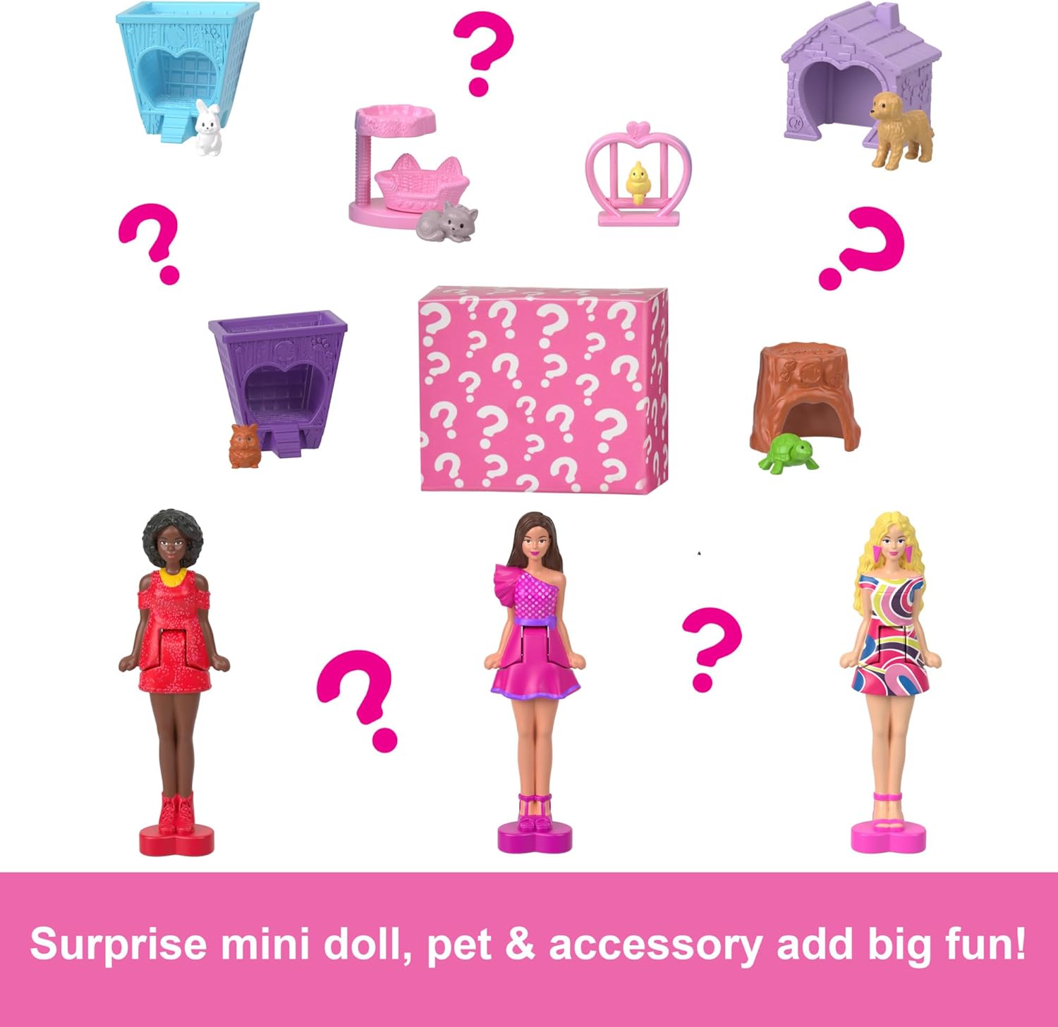 Barbie Mini Barbieland Casa de muñecas de dos pisos para mini figuras con muñeca pequeña afroamericana y accesorios sorpresa, juguete +4 años (HYF46)