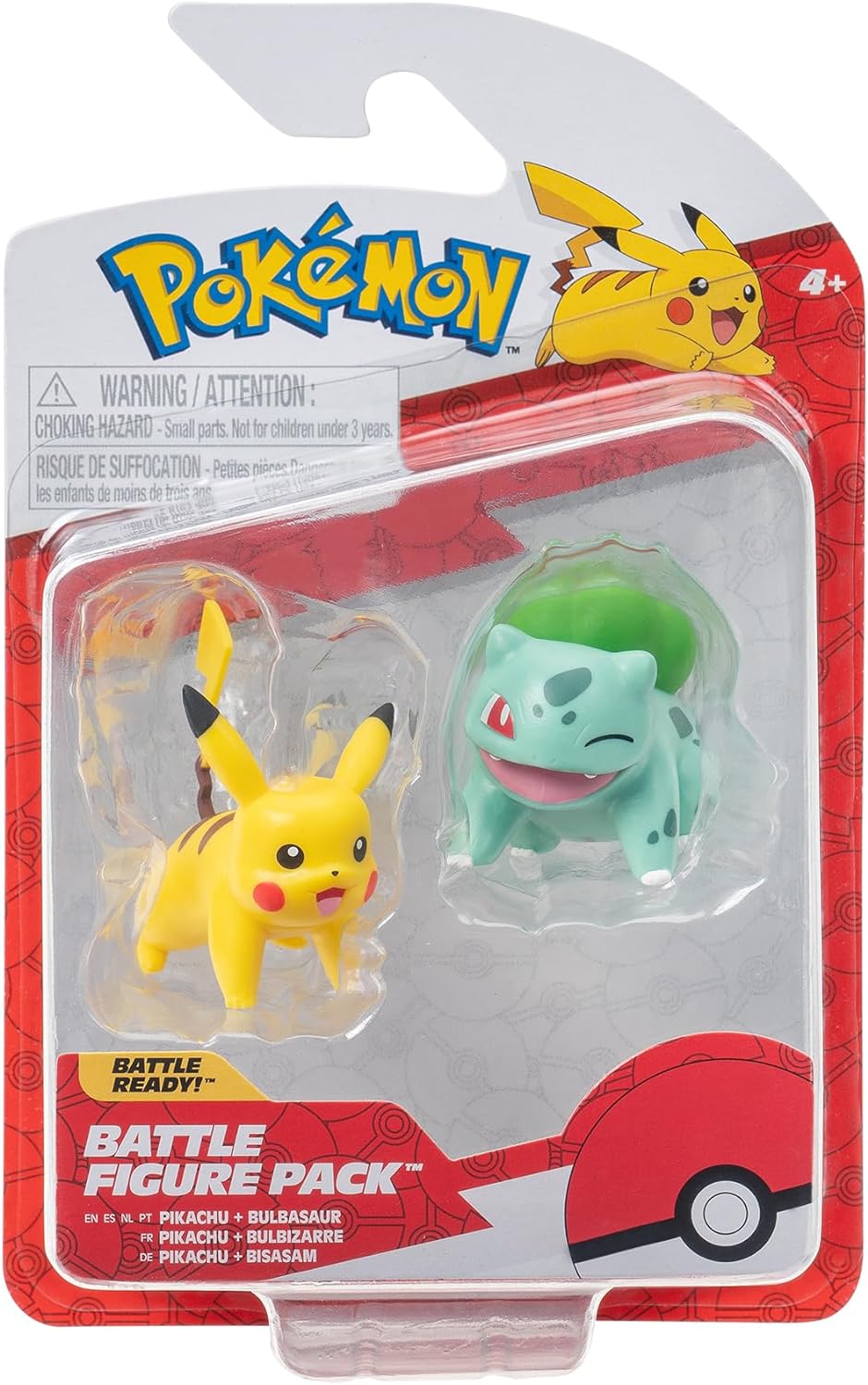 Pokémon Battle Figure First Partner 2 Pack - 2-Inch Bulbasaur and Pikachu Battle Figures with Authentic Details