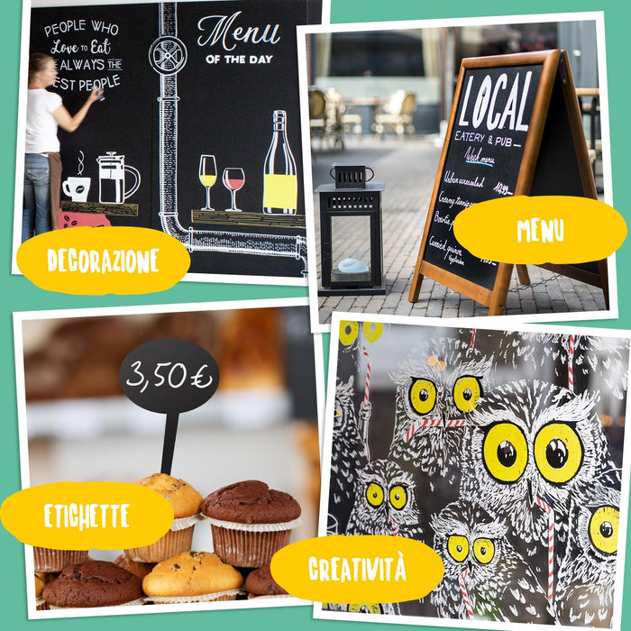 Securit Waterproof Glass & Chalkboard Markers - Pack of 4 Liquid Chalk Pens with 6mm Nib - Use on Blackboards, Glass, Metal, Plastic and More! (White