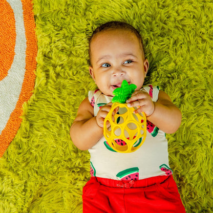 Bright Starts Oball Easy Grasp Ananas Beiring Spielzeug, Hold My Own Kollektion, BPA-frei, Unisex, Neugeborene und lter